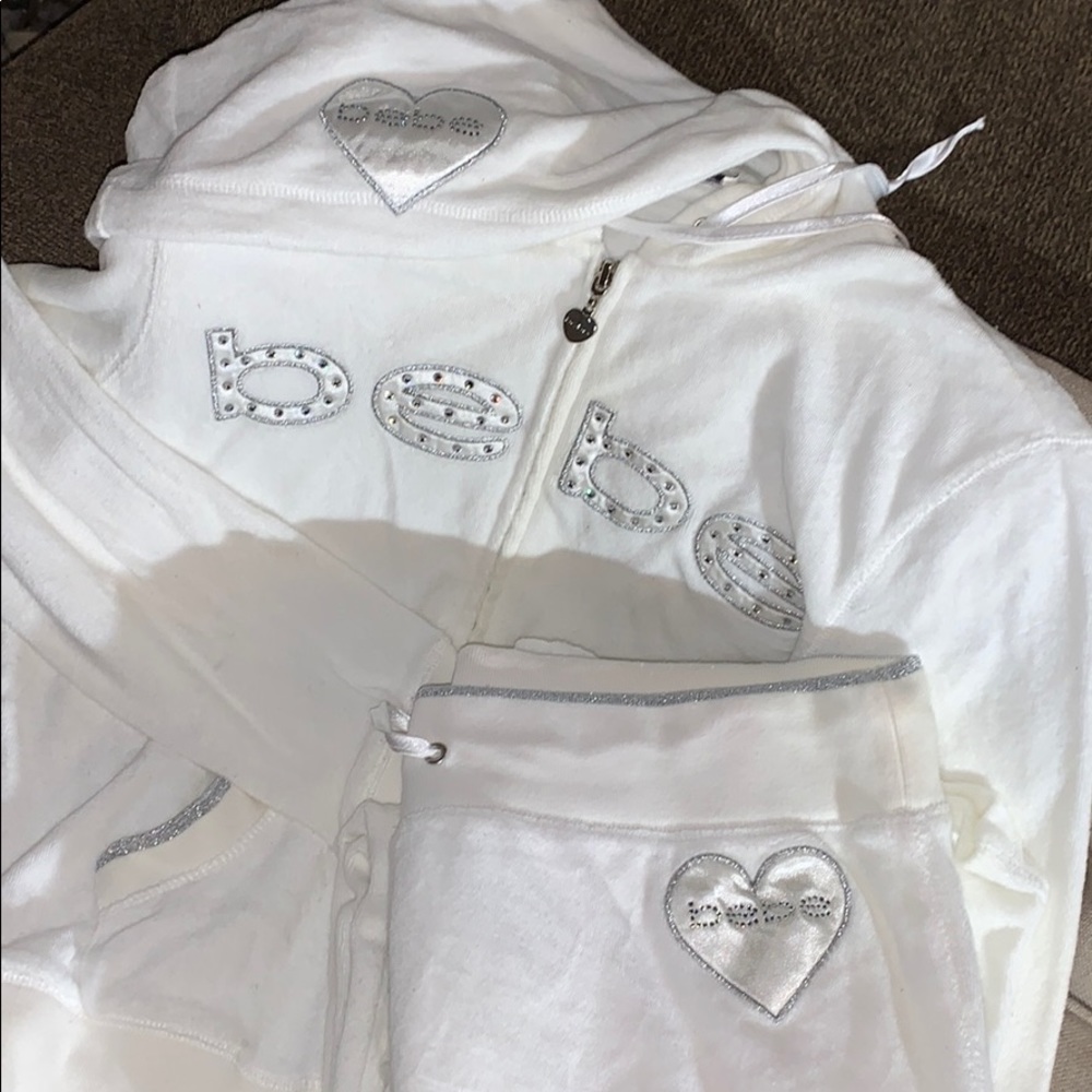 Vintage white terry cloth Bebe sweat suit